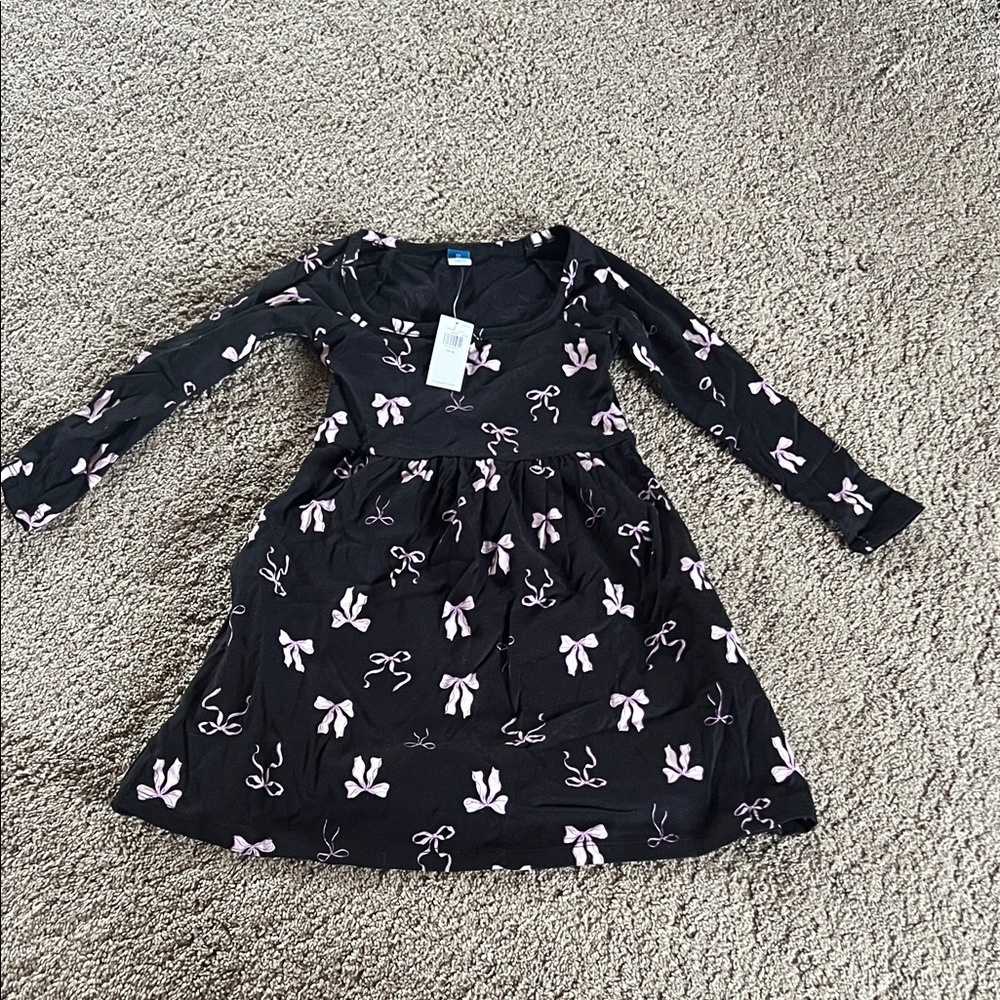 Old Navy Black Dress with Pink Bow Patterns